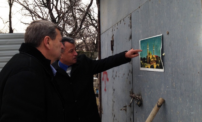 Vice Chairmen of Mejlis Mr Zaur Smirnov and Akhtem Chiygoz Visit Construction Site of Mosque in Karasubazar