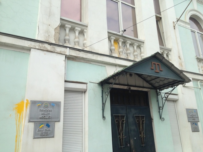 Office of Mejlis Was Pelted with Packs with Paint