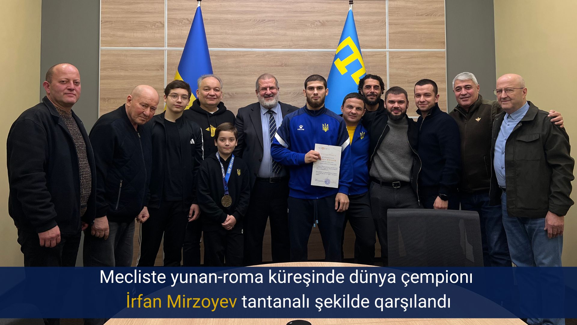 Mecliste yunan-roma küreşinde dünya çempionı İrfan Mirzoyev tantanalı şekilde qarşılandı