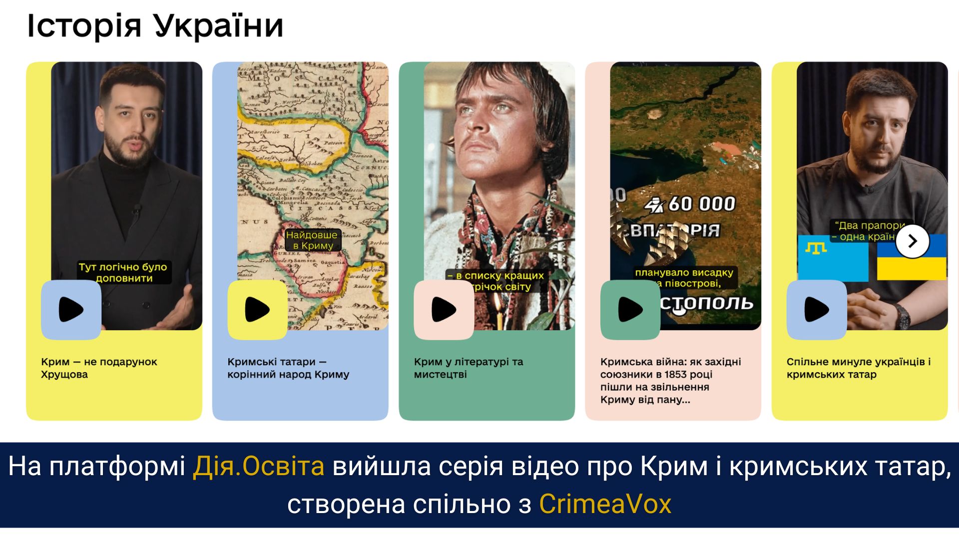 На платформі Дія.Освіта вийшла серія відео про Крим і кримських татар, створена спільно з CrimeaVox