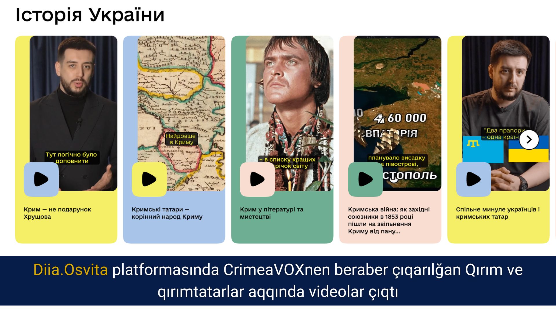 Diia.Osvita platformasında CrimeaVoxnen beraber çıqarılğan Qırım ve qırımtatarlar aqqında videolar çıqtı