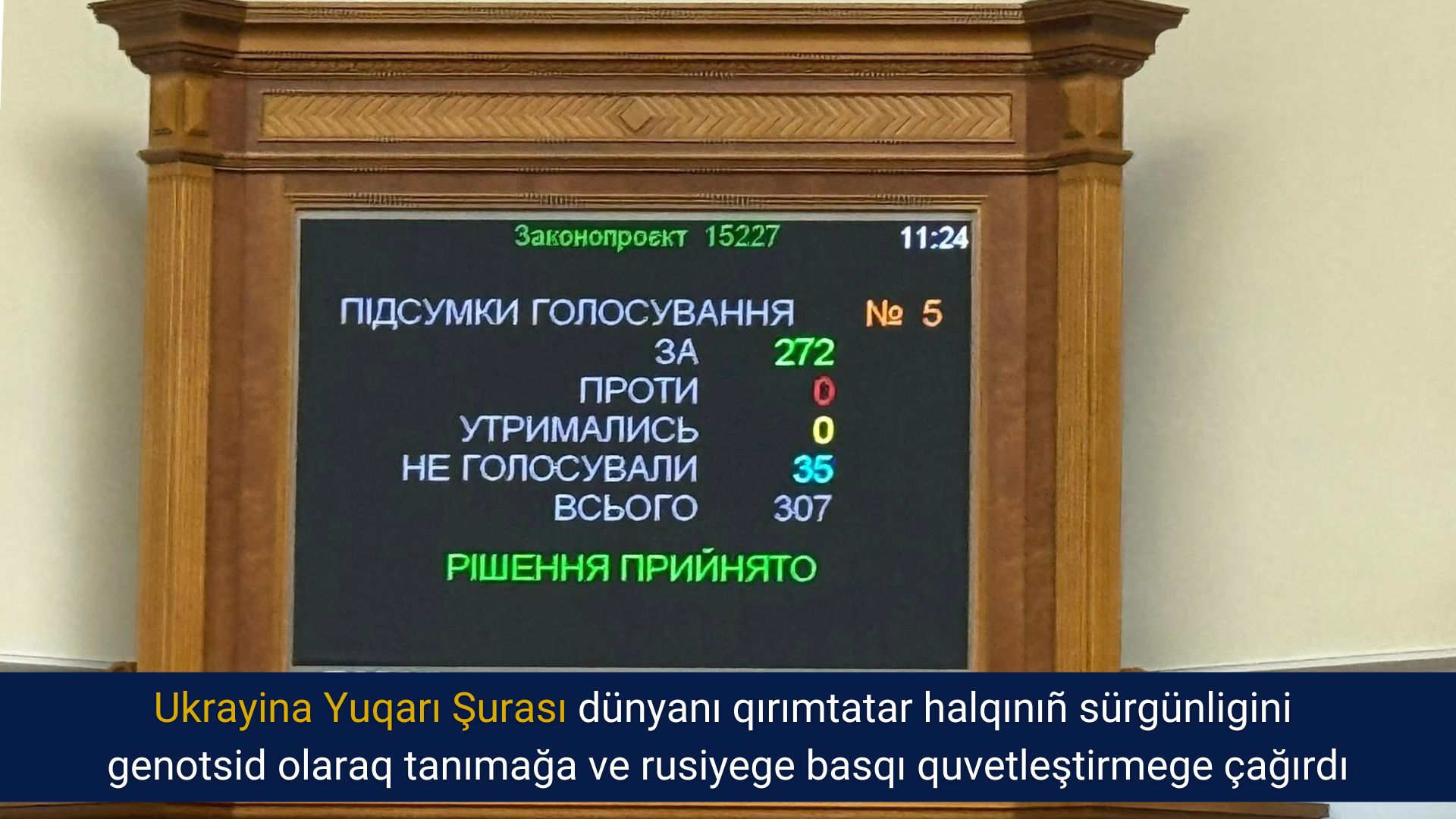 Ukrayina Yuqarı Şurası dünyanı qırımtatar halqınıñ sürgünligini genotsid olaraq tanımağa ve rusiyege basqı quvetleştirmege çağırdı